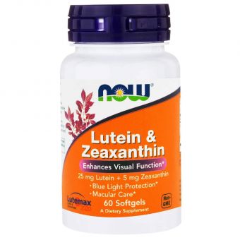 Лютеин и зеаксантин, Lutein & Zeaxanthin, Now Foods, 60 гелевых капсул