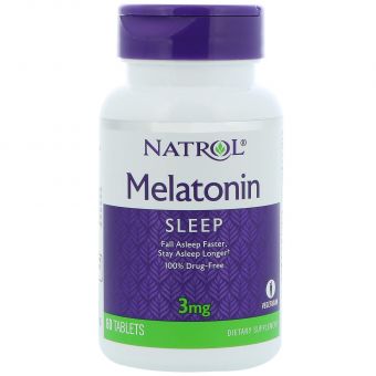 Мелатонин, Melatonin, Natrol, 3 мг, 60 таблеток