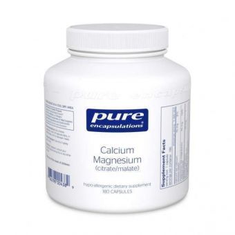 Магний Кальций (цитрат/малат), Calcium Magnesium (citrate/malate), Pure Encapsulations, для поддержки здоровья костей и сердечно-сосудистой системы, 180 капсул