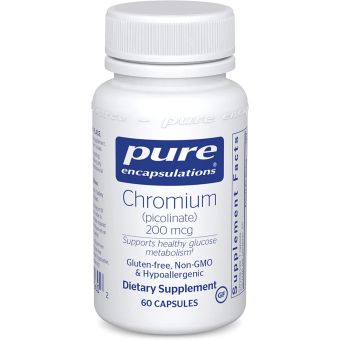 Хром піколінат, Chromium (picolinate), Pure Encapsulations, для підтримки здорового метаболізму ліпідів та глюкози, 200 мкг, 60 капсул