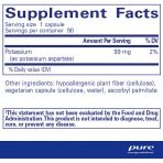 Калий (аспартат), Potassium (aspartate), Pure Encapsulations, для поддержки нервов, мышц, кровотока и здоровья сердечно-сосудистой системы, 90 капсул