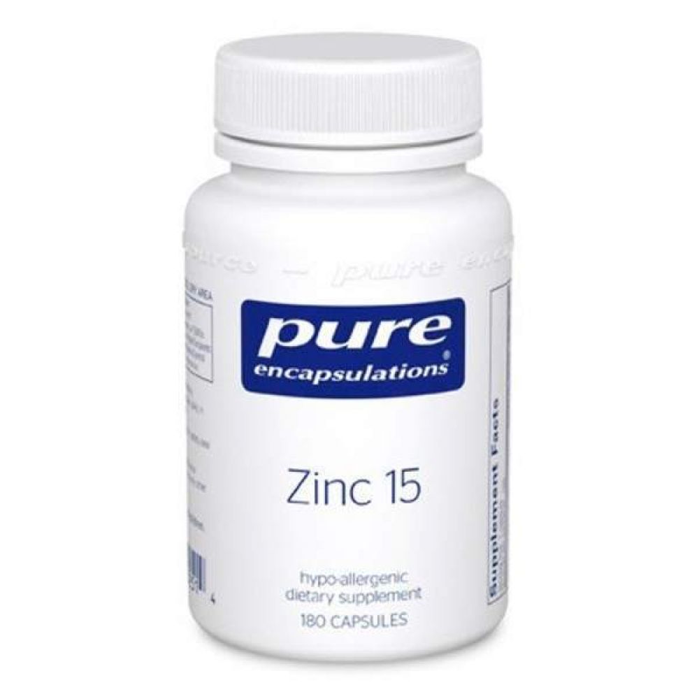 Цинк пиколинат, Zinc, Pure Encapsulations, для поддержки иммунной системы, роста и развития, заживления ран, здоровья простаты и репродуктивного здоровья, 15 мг, 180 капсул