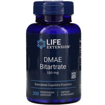 DMAE (Диметиламиноэтанол), DMAE Bitartrate, Life Extension, 150 мг, 200 капсул