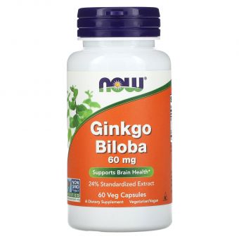  Гинкго Билоба, Ginkgo Biloba, Now Foods, 60 мг, 60 вегетарианских капсул