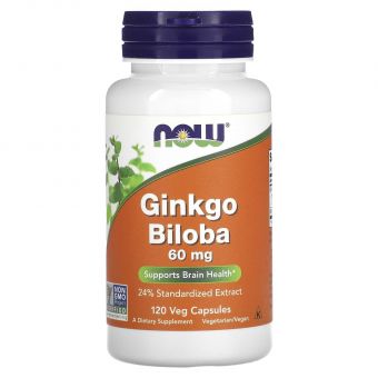  Гинкго Билоба, Ginkgo Biloba, Now Foods, 60 мг, 120 кап.