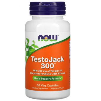 Тонгкат алі, TestoJack 300, Now Foods, репродуктивне здоров'я чоловіків, 300 мг, 60 вегетаріанських капсул