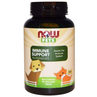 Иммунитет поддержка для кошек и собак, Immune Support For Dogs/Cats, Now Foods, Pets, 90 жевательных таблеток, 94.5 г