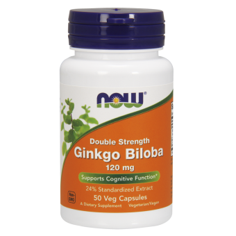  Гинкго Билоба, Ginkgo Biloba, Now Foods, двойная сила, 120 мг, 50 вегетарианских капсул