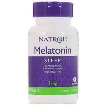 Мелатонин, Melatonin, Natrol, 1 мг, 90 таблеток