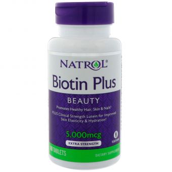 Биотин плюс лютеин, Biotin Plus with Lutein, Natrol, 60 таблеток