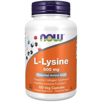 L-лізин, L-Lysine, Now Foods, 500 мг, 100 вегетаріанських капсул