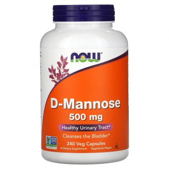 D-манноза, D-Mannose, Now Foods, 500 мг, 240 вегетарианских капсул