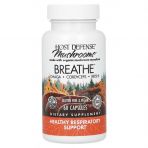 Поддержка дыхательной системы, Breathe, Fungi Perfecti, Host Defense, органик, грибы для защиты организма, 60 вегетарианских капсул