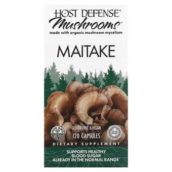 Майтаке, Maitake, Fungi Perfecti, Host Defense, 120 капсул