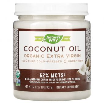 Кокосовое масло экстра, Coconut Oil, Nature's Way, органик, 907 г