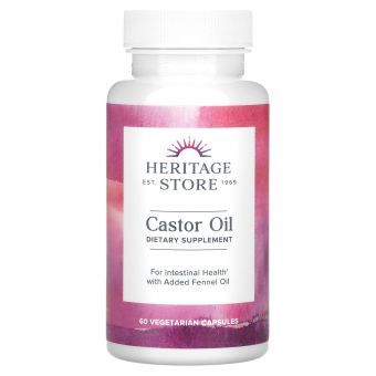 Касторовое масло, Castor Oil, Heritage Products, 725 мг,  60 вегетарианских капсул