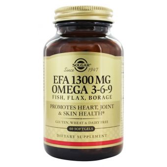 Омега 3-6-9, Omega 3-6-9, Solgar, 1300 мг, 60 гелевых капсул 