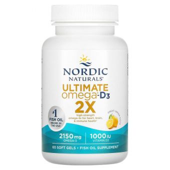 Рыбий жир, Ultimate Omega 2X, Nordic Naturals, лимон, 2150 мг, 60 гелевых капсул