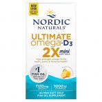 Рыбий жир с витамином Д3, Ultimate Omega 2X, Nordic Naturals, лимон, 60 гелевых мини капсул