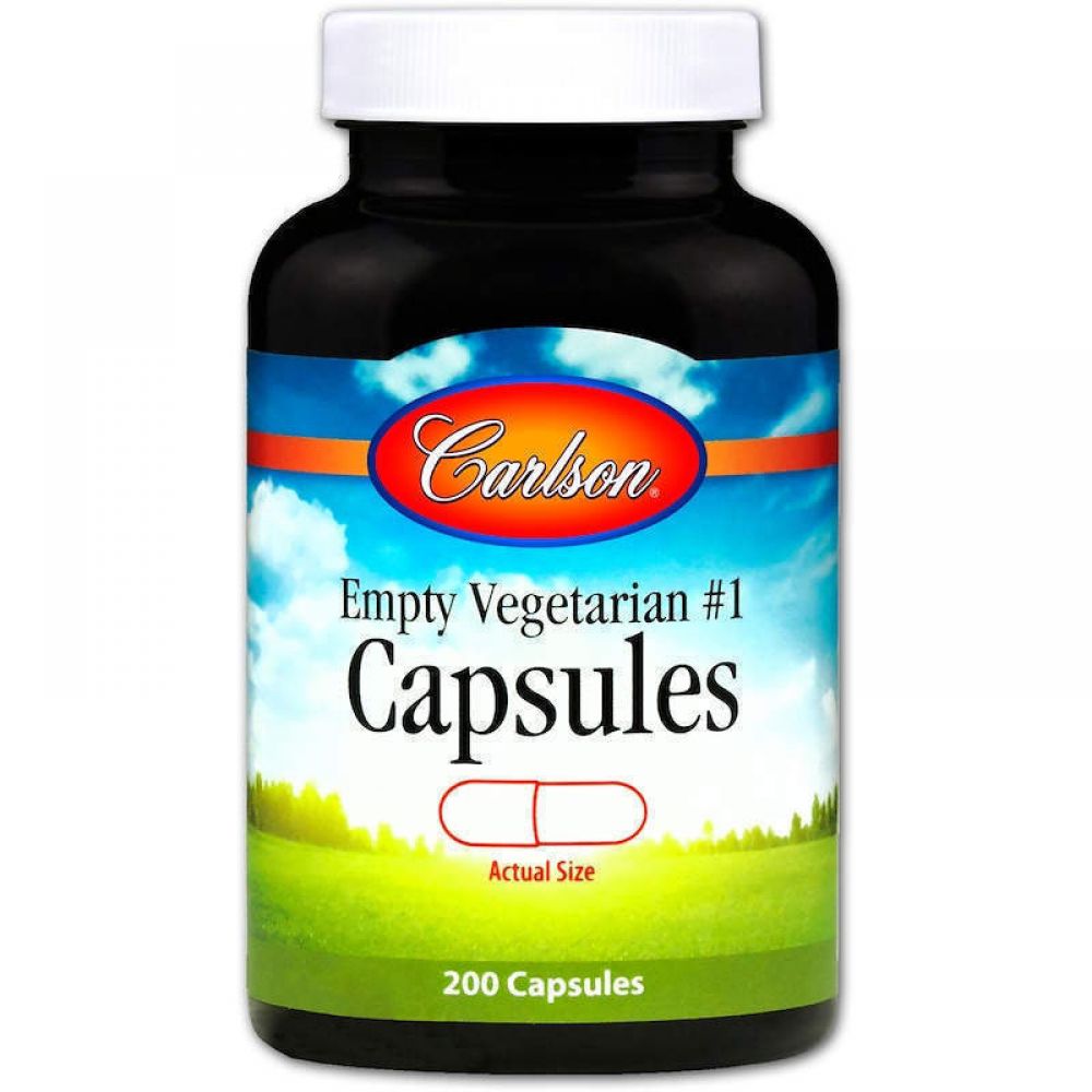 Порожні рослинні капсули №1, Capsules, Carlson, 200 шт.