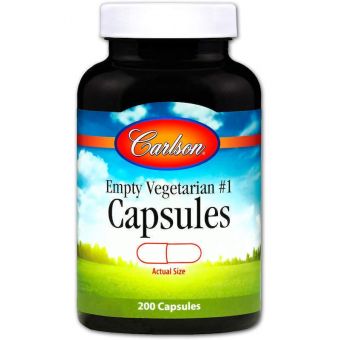 Пустые растительные капсулы  №1, Capsules, Carlson, 200 шт.