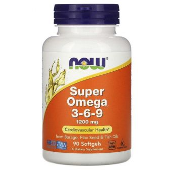 Супер омега 3-6-9, Super Omega 3-6-9, Now Foods, 1200 мг, 90 капсул