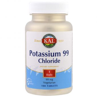 Калій хлорид, Potassium Chloride, KAL, 99 мг, 100 таблеток