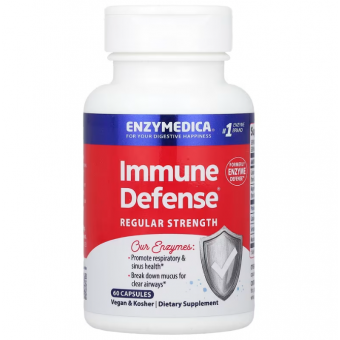 Защита иммунитета, Immune Defense, Enzymedica, с протеолитическими ферментами, 60 капсул