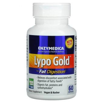 Ферменти для переварювання жирів, Lypo Gold, Enzymedica, 60 капсул