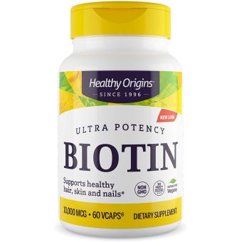 Биотин, Biotin, Healthy Origins, 10,000 мкг, 60 капсул