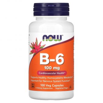 Витамин В6, Vitamin B-6, Now Foods, 100 мг, 100 капсул