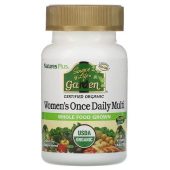 Щоденні мультивітаміни для жінок, Women's Once Daily Multi, Nature's Plus, Source of Life Garden, 30 таблеток