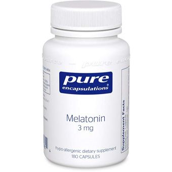 Мелатонин, Melatonin, Pure Encapsulations, антиоксидантная добавка для поддержки естественного сна, 3 мг, 180 капсул