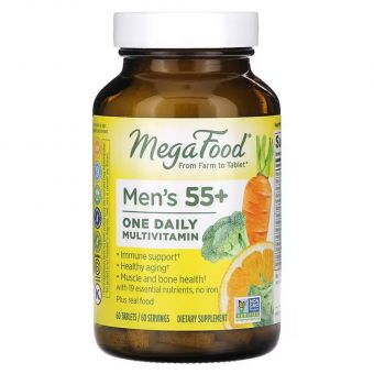 Мультивитаминный комплекс для мужчин 55+, Men Over Multivitamin & Mineral, MegaFood, 1 в день, 60 таблеток