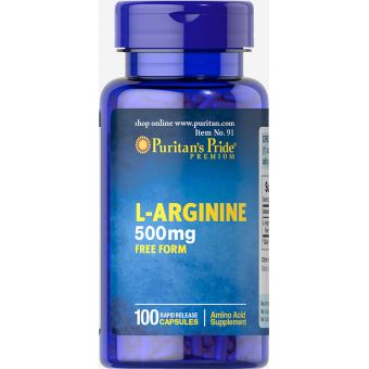 Л-аргінін, L-Arginine, Puritan's Pride, 500 мг, 100 капсул