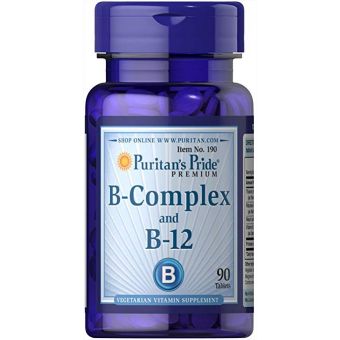 Вітаміни групи В, Vitamin B-Complex and Vitamin B-12, Puritan's Pride, 90 таблеток