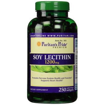 Лецитин из сои, Soy Lecithin, Puritan's Pride, 1200 мг, 250 гелевых капсул