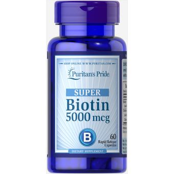 Биотин, Super Biotin, Puritan's Pride, 5000 мкг, 60 капсул