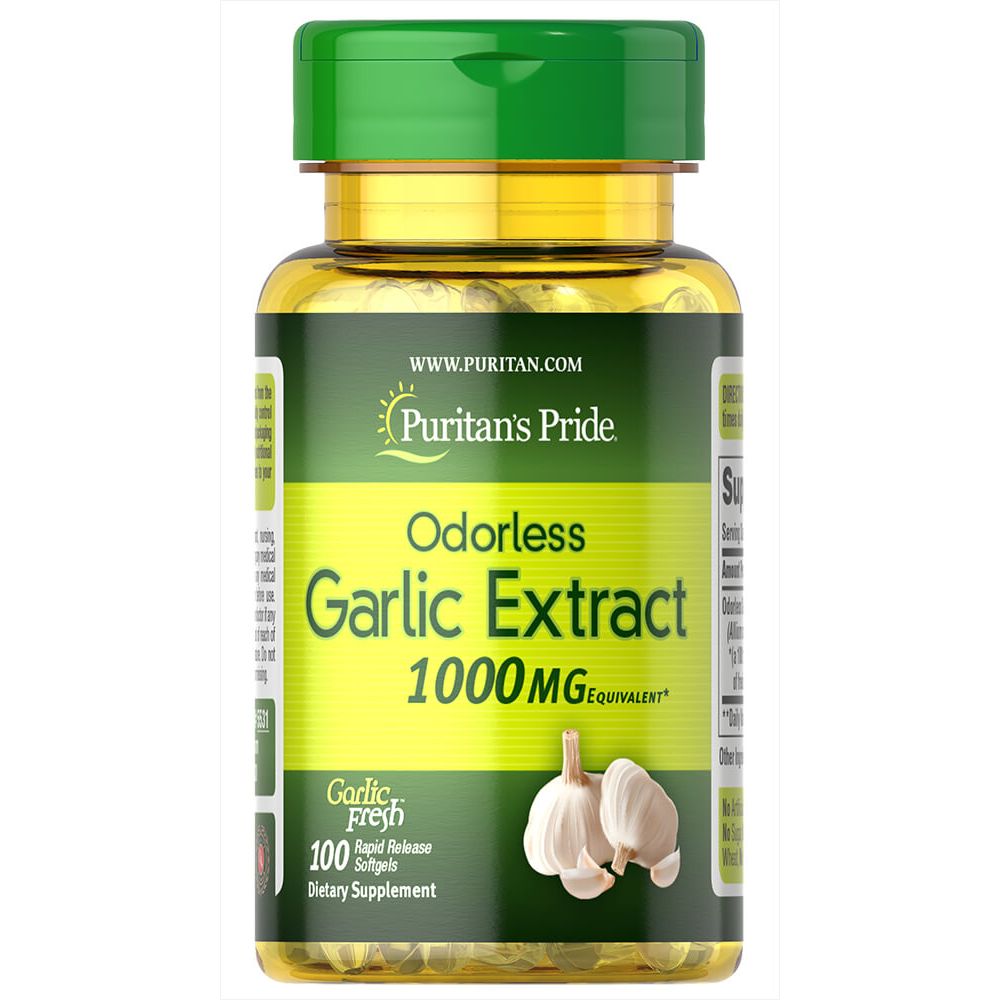 Чеснок, Odorless Garlic, Puritan's Pride, без запаха, 1000 мг, 100 капсул