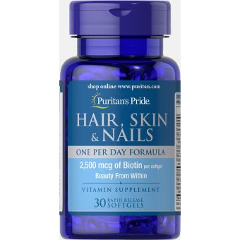 Формула для волосся, шкіри, нігтів, Hair, Skin & Nails, Puritan's Pride, 1 в день, 30 капсул