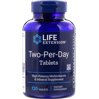 Мультивітаміни, Two-Per-Day Tablets, Life Extension, 120 таб.