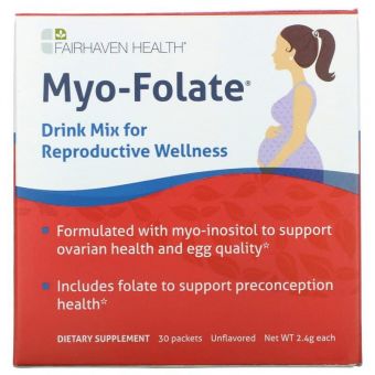 Мио-инозитол для фертильности, Myo-Folate, Fairhaven Health, питьевая смесь для репродуктивного здоровья, без ароматизаторов, 30 пакетов по 2.4 г