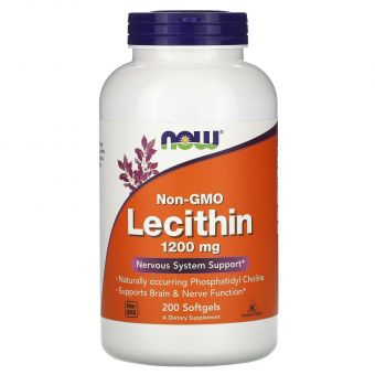 Лецитин, Lecithin, Now Foods, 1200 мг, 200 гелевых капсул