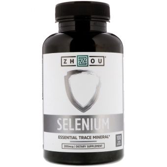 Селен, Selenium, Zhou Nutrition, 200 мкг, 100 вегетаріанських капсул