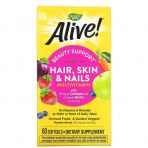 Мультивітаміни для волосся, шкіри і нігтів, Hair, Skin & Nails Multi-Vitamin, Nature's Way, Alive! 60 капсул