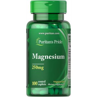 Магний, Magnesium, Puritan's Pride, 250 мг, 100 капсул