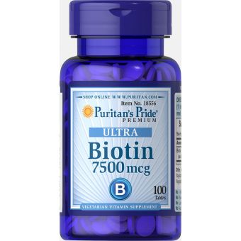 Біотин, Biotin, Puritan's Pride, 7500 мкг, 100 таблеток