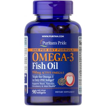 Омега-3 риб'ячий жир, Omega-3 Fish Oil, Puritan's Pride, 1400 мг (950 мг активного омега-3), 90 капсул