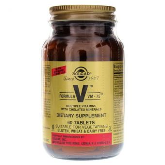 Мультивитамины и хелатные минералы, Formula V, VM-75, Solgar, 60 таблеток