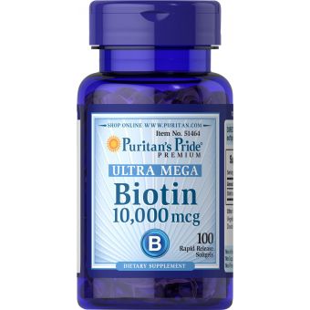 Біотин, Biotin, Puritan's Pride, 10.000 мкг, 100 капсул